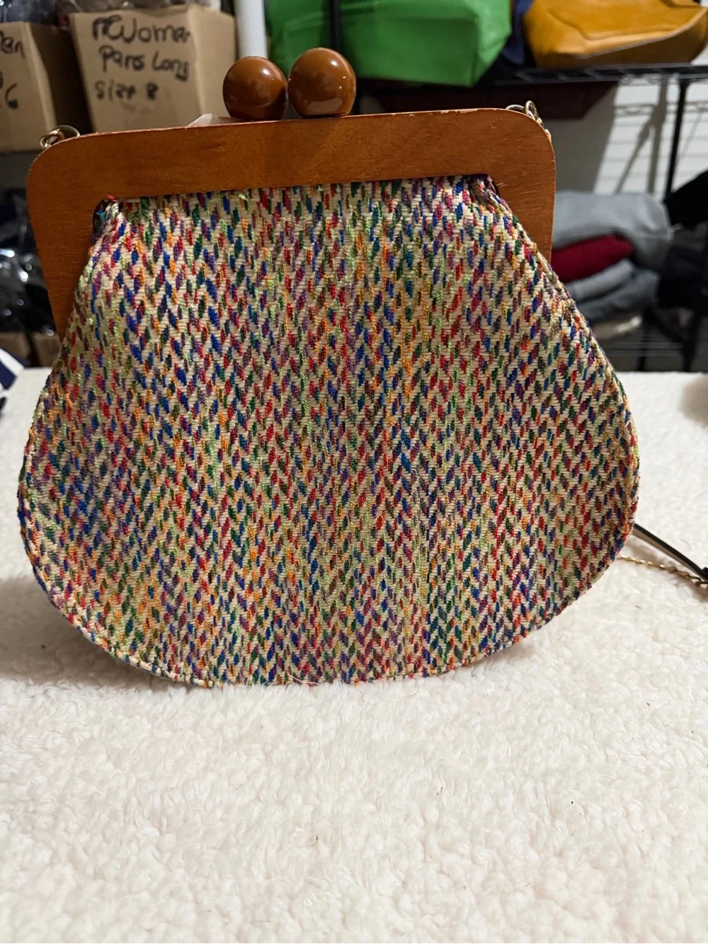 Multicolor Woven Frame Crossbody Bag